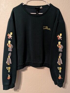 H&M x Simpsons Halloween Tree House Of Horrors Hunter Green Sweatshirt Size XXL
